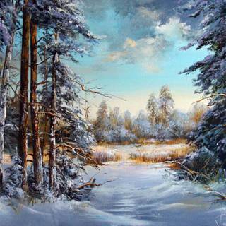 Painting winter wallpaper