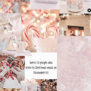 Christmas collage pink wallpaper