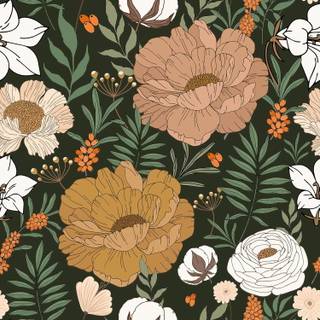 Boho floral wallpaper