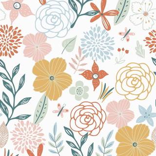 Boho floral wallpaper