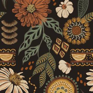 Boho floral wallpaper
