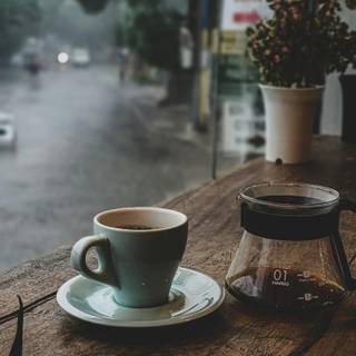 Rain cafe wallpaper