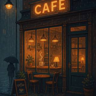 Rain cafe wallpaper