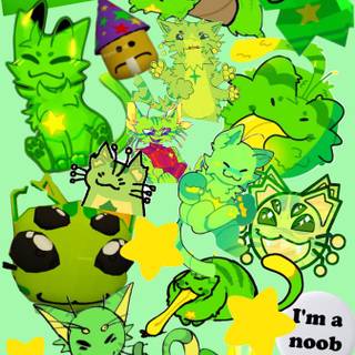 Green cat alien wallpaper