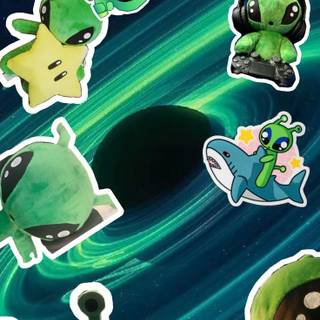 Green cat alien wallpaper