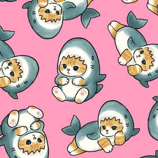 Cute pink sharks wallpaper