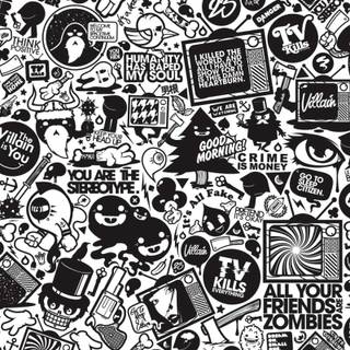 Black and white illustration wallpaper