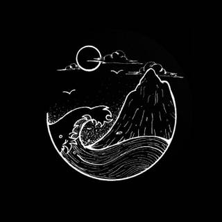 Black and white illustration wallpaper