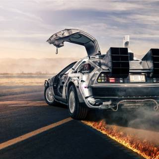 DeLorean time machine wallpaper