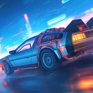DeLorean time machine wallpaper