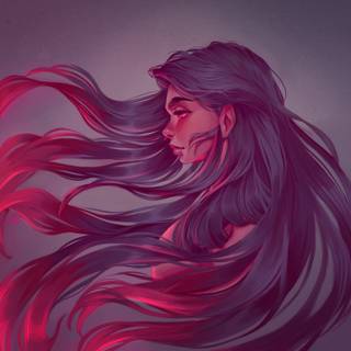 Girl radiant hair wallpaper