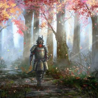 Calm samurai computer wallpaper