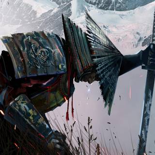 Calm samurai computer wallpaper