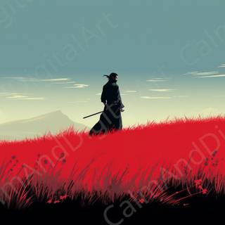 Calm samurai computer wallpaper