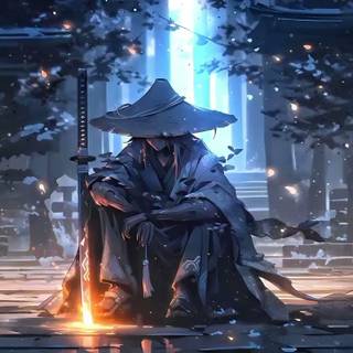 Calm samurai computer wallpaper