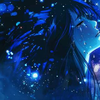 Anime blue aesthetic desktop wallpaper