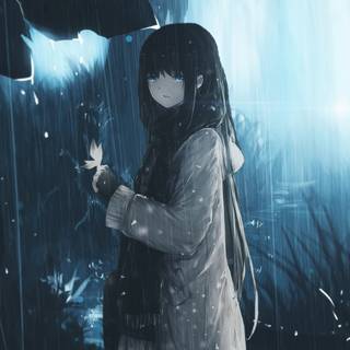 Sad anime rain 4k wallpaper