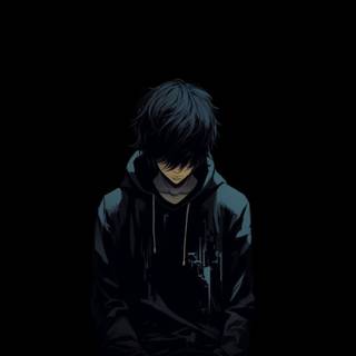 Sad anime alone boy dark wallpaper