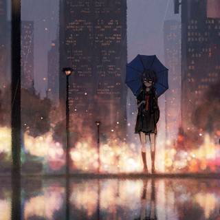 Sad anime rain 4k wallpaper