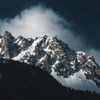 Snowy day mountains wallpaper
