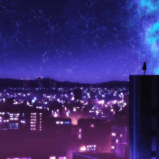 Anime purple night wallpaper