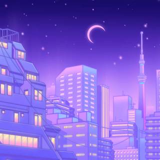Anime purple night wallpaper