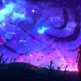 Anime purple night wallpaper