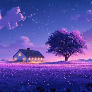 Anime purple night wallpaper