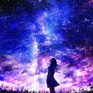 Anime purple night wallpaper