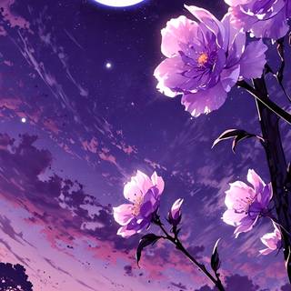 Anime purple night wallpaper