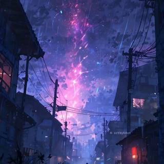 Anime purple night wallpaper