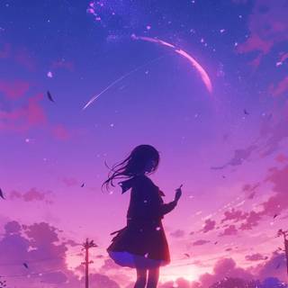 Anime purple night wallpaper