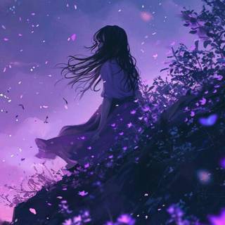 Anime purple night wallpaper