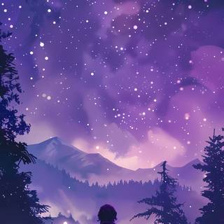 Anime purple night wallpaper