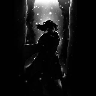 Black and white anime PS5 wallpaper