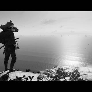 Black and white anime PS5 wallpaper