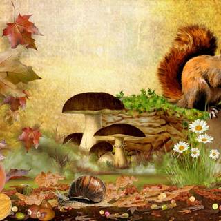 Cute fall animals wallpaper