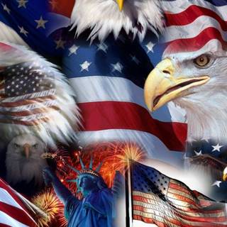 Eagle and American flag wallpaper