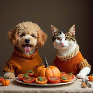 Thanksgiving cat and dog wallpaper