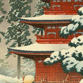 Japan winter art wallpaper