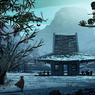 Japan winter art wallpaper