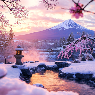 Japan winter art wallpaper