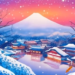 Japan winter art wallpaper