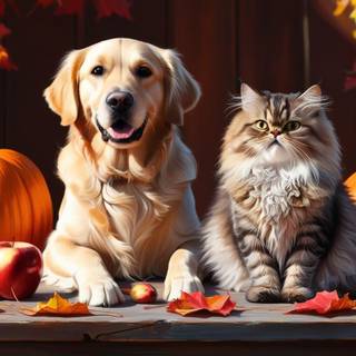 Thanksgiving cat and dog wallpaper
