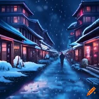 Japan winter art wallpaper
