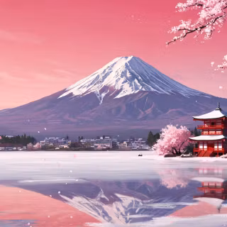 Japan winter art wallpaper