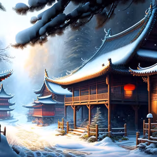 Japan winter art wallpaper