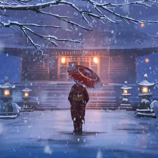 Japan winter art wallpaper