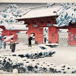 Japan winter art wallpaper