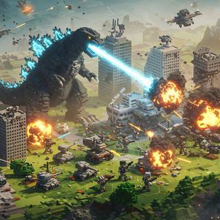 Godzilla Voxel Wars wallpaper